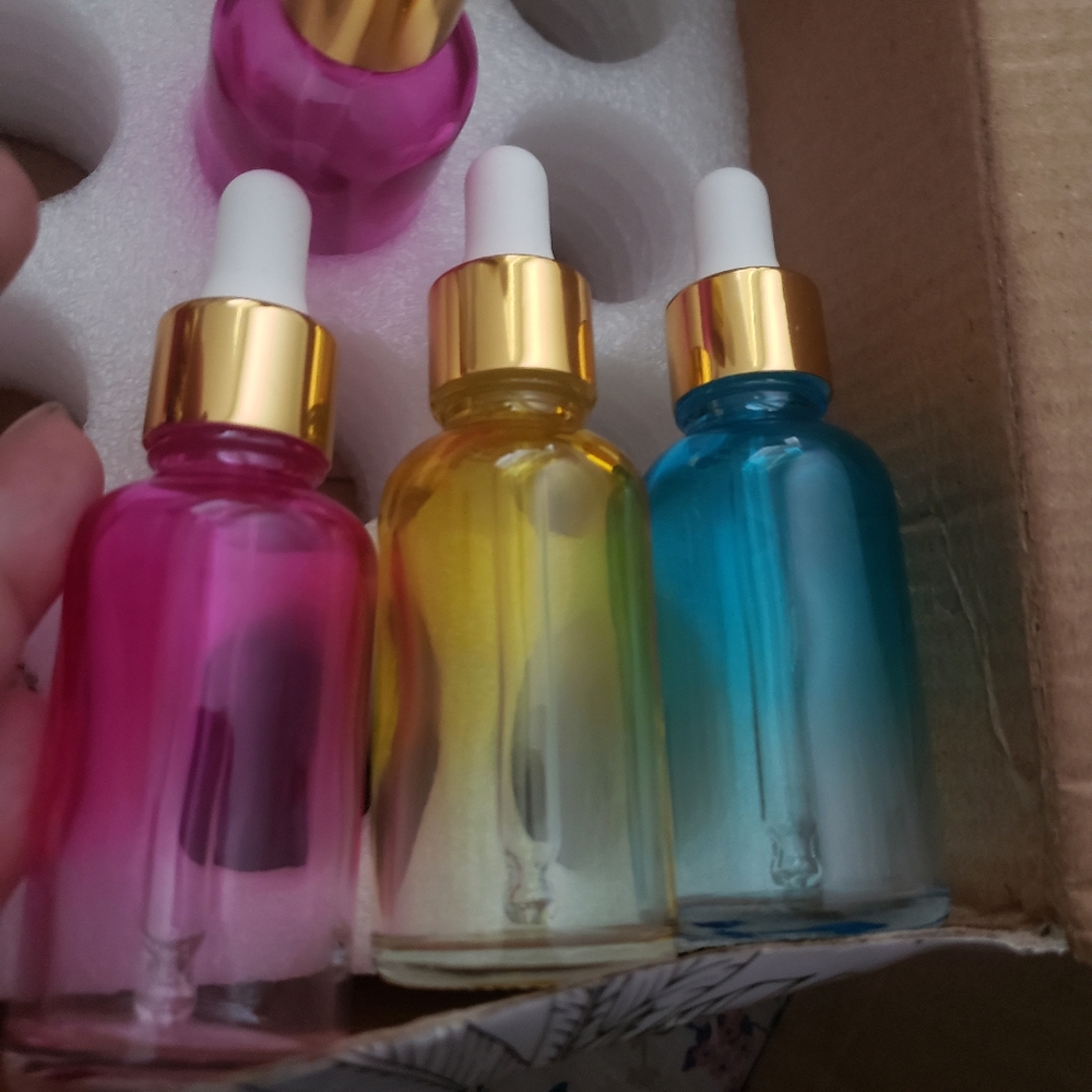 (5) 30ml ombre glass eye dropper bottles